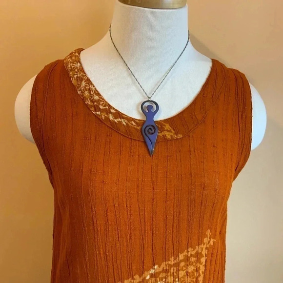 KALIYANA Orange Oversized Linen Textured Top Size S/M - Picture 5 of 15